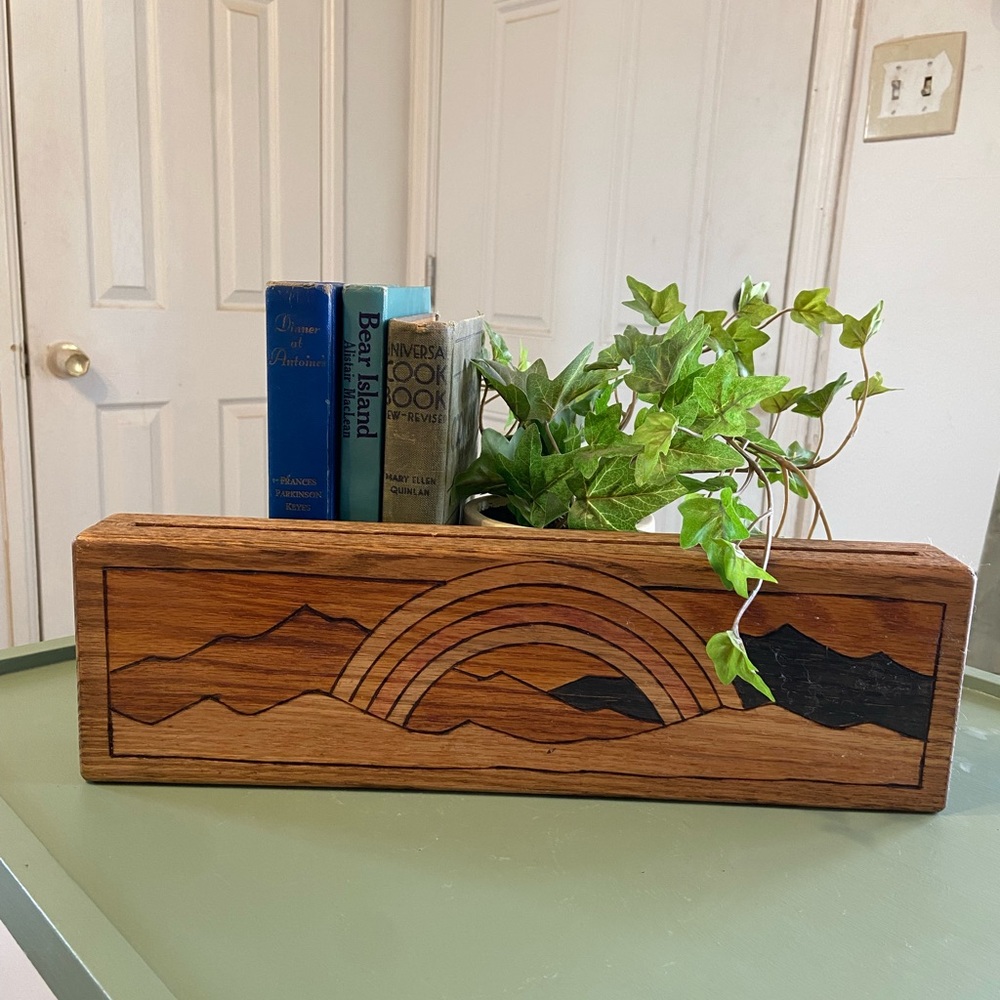Carved wooden boho plaque